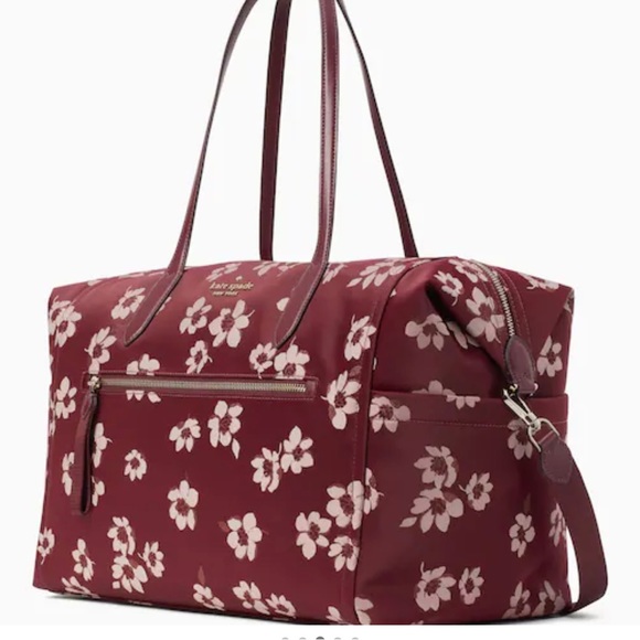 Kate spade floral duffle bag crossbody NWT Authentic Chelsea Weekender - Picture 3 of 5